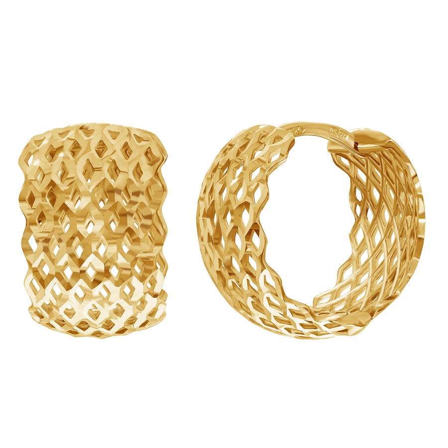 фото и цена Золотые серьги Сеточка 2