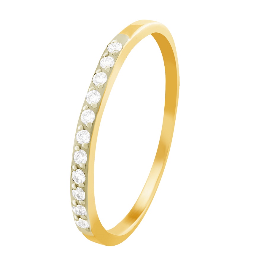 Фото Золотое кольцо Одиннадцать со вставками: Фианит: (бесцветный, чистота - 0). 