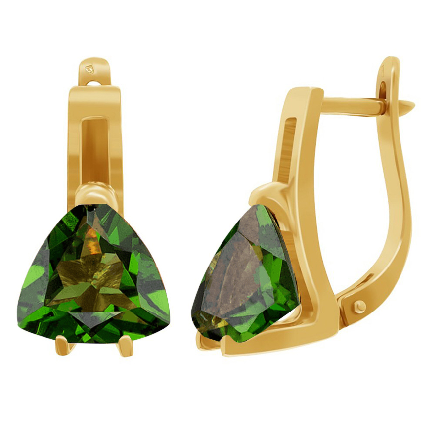 фото и цена Золотые серьги Анастасия с изумрудом. со вставками: Изумруд синтетический: (чистота - 0). , Золотые серьги Анастасия с изумрудом. со вставками: Изумруд ГидроТермальный: (зелёный, чистота - 0). 