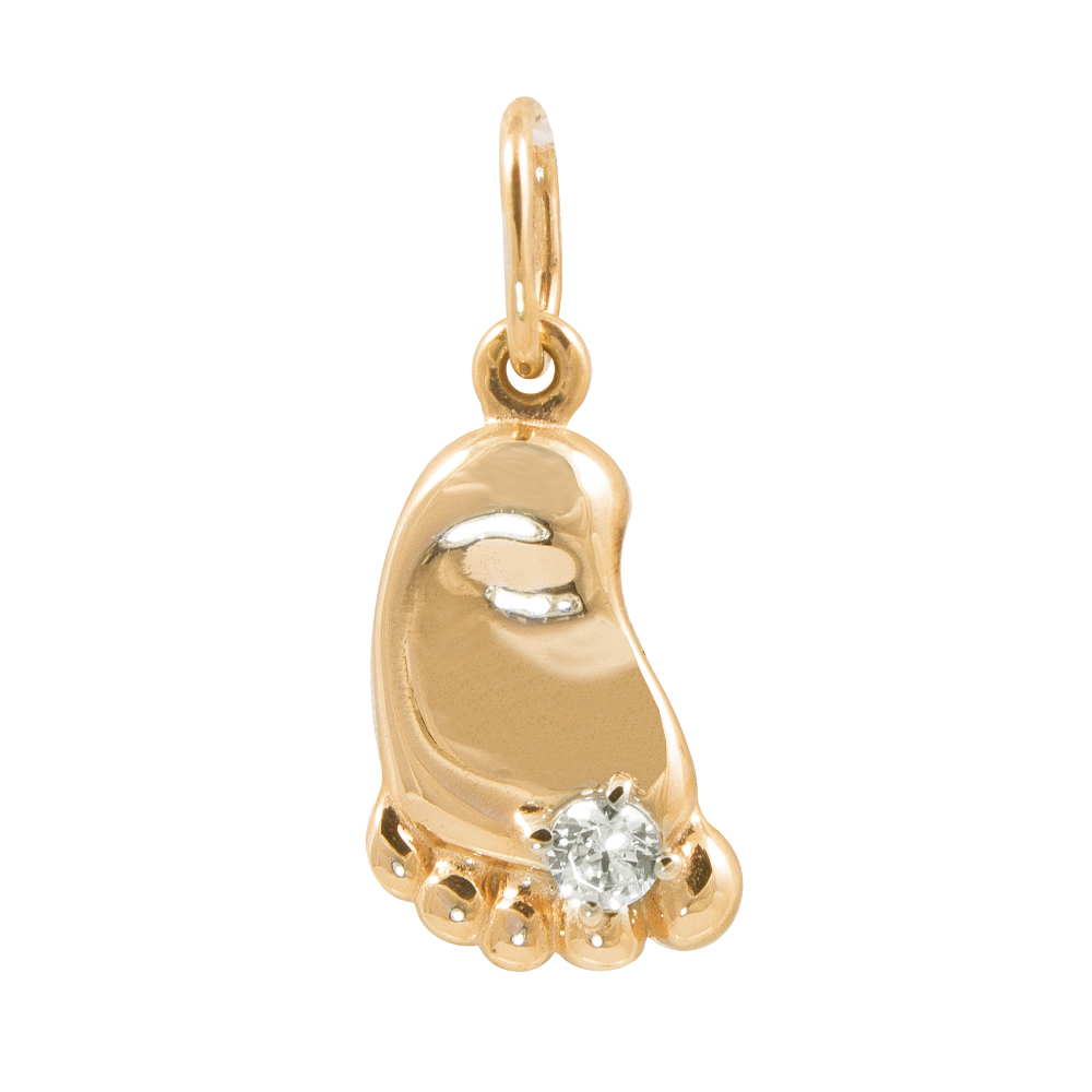 Фото Золотая подвеска Пятка со вставками: Фианит: (бесцветный, чистота - 0). 