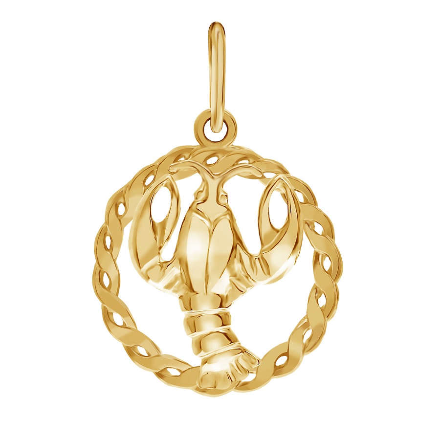 Фото Золотая подвеска Рак в круге