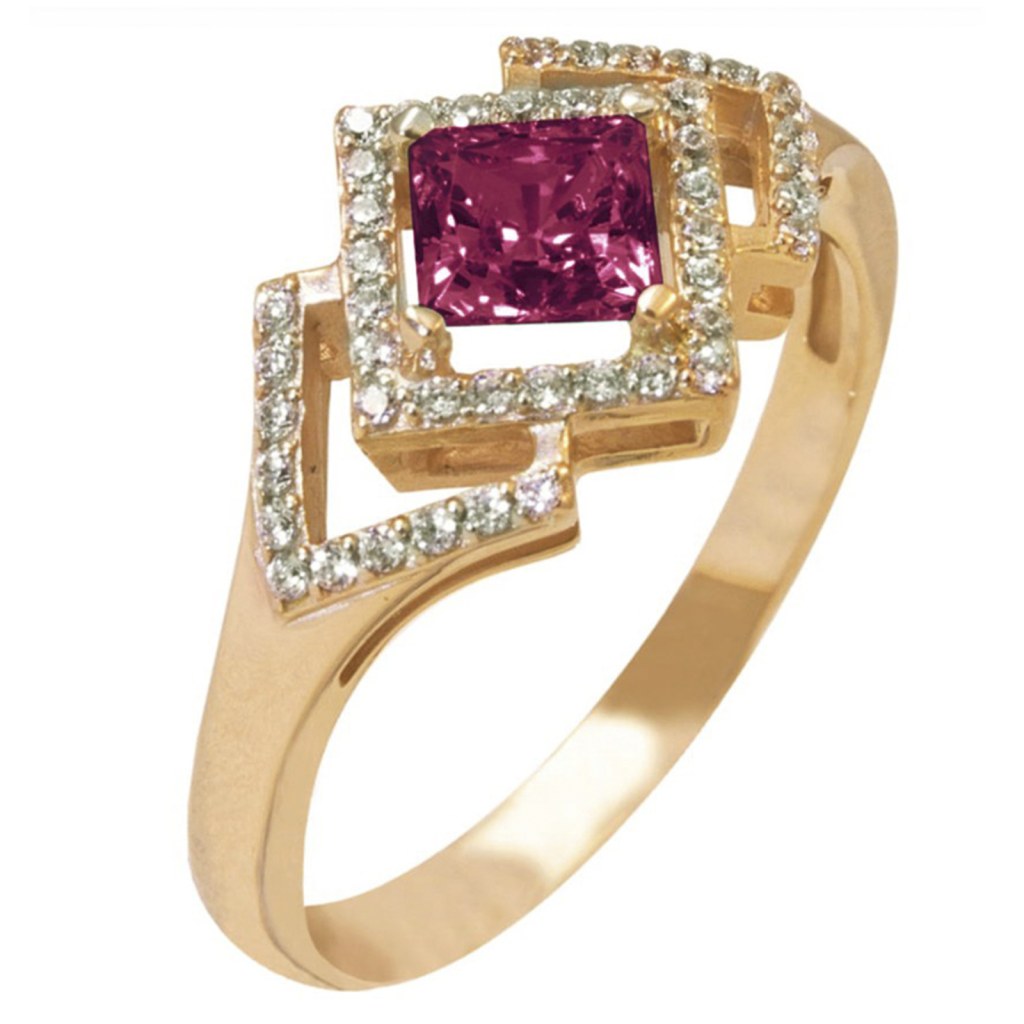 Фото Золотое кольцо Триумф с родонитом. со вставками: Родонит : (чистота - 0). , Фианит: (бесцветный, чистота - 0). , Золотое кольцо Триумф с родонитом. со вставками: Родолит: (чистота - 0). , Фианит: (бесцветный, чистота - 0). 