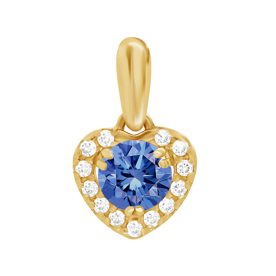 Фото Золотая подвеска Ульяна со вставками: Фианит: (бесцветный, чистота - 0). , Золотая подвеска Ульяна со вставками: Нано-Сапфир: (синий, чистота - 0). , Фианит: (бесцветный, чистота - 0). 