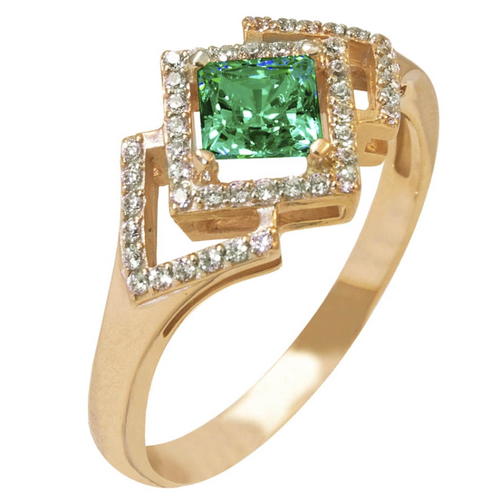 Фото Золотое кольцо Триумф со вставками: Фианит: (бесцветный, чистота - 0). , Золотое кольцо Триумф со вставками: Нано-Изумруд: (чистота - 0). , Фианит: (бесцветный, чистота - 0). , Золотое кольцо Триумф со вставками: Фианит: (бесцветный, чистота - 0). , Нано-Изумруд: (зелёный, чистота - 0). 