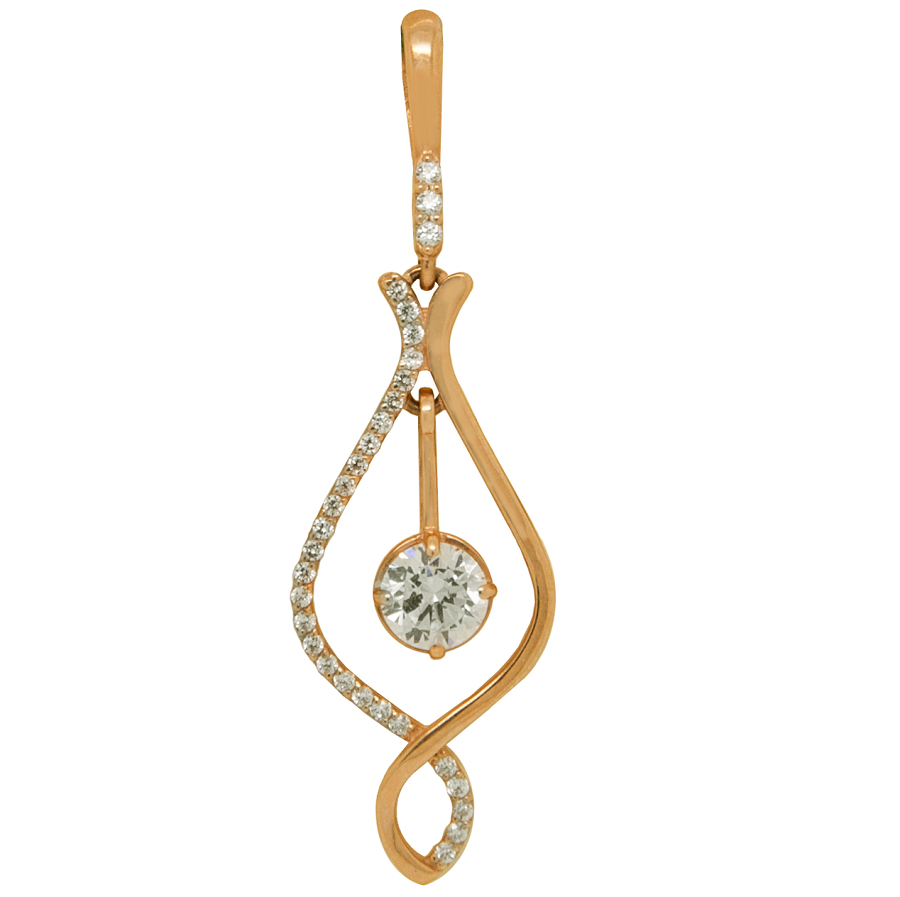 Фото Золотая подвеска Агата со вставками: Фианит: (бесцветный, чистота - 0). 