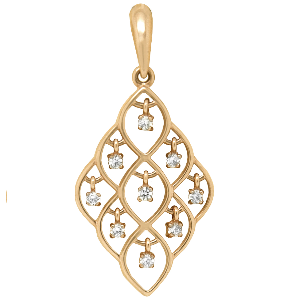 Фото Золотая подвеска Мистраль со вставками: Фианит: (бесцветный, чистота - 0). 