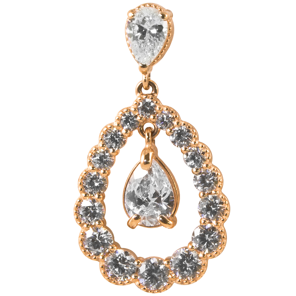 Фото Золотая подвеска Гранд со вставками: Фианит: (бесцветный, чистота - 0). , Золотая подвеска Гранд