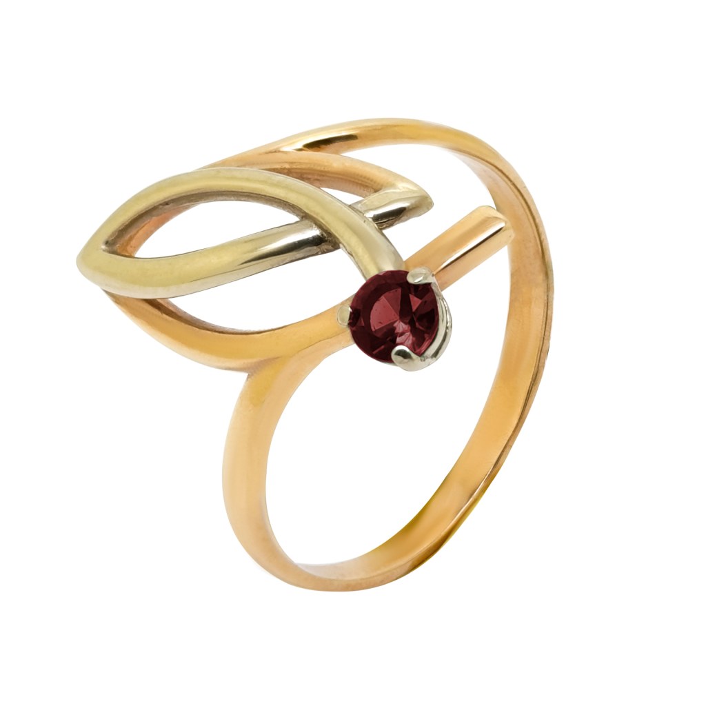 Фото Золотое кольцо Вероника с гранатом. со вставками: Гранат: (чистота - 0). 