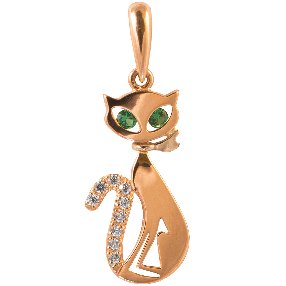 Фото Золотая подвеска Кэт со вставками: Нано-Изумруд: (чистота - 0). , Фианит: (бесцветный, чистота - 0). , Золотая подвеска Кэт со вставками: Фианит: (бесцветный). , Нано-Изумруд, Золотая подвеска Кэт со вставками: Фианит: (бесцветный, чистота - 0). , Нано-Изумруд: (чистота - 0). 