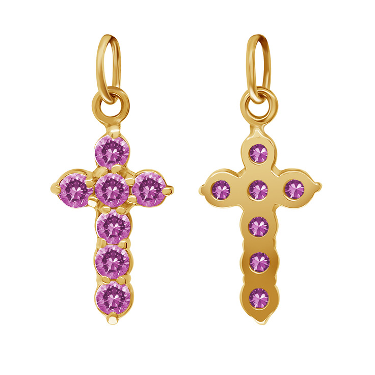 Фото Золотой крест Алмазный малый со вставками: Фианит: (бесцветный, чистота - 0). , Золотой крест Алмазный малый со вставками: Корунд Рубиновый: (чистота - 0). , Золотой крест Алмазный малый со вставками: Фианит: (чистота - 0). , Золотой крест Алмазный малый со вставками: Нано-Изумруд: (чистота - 0). 