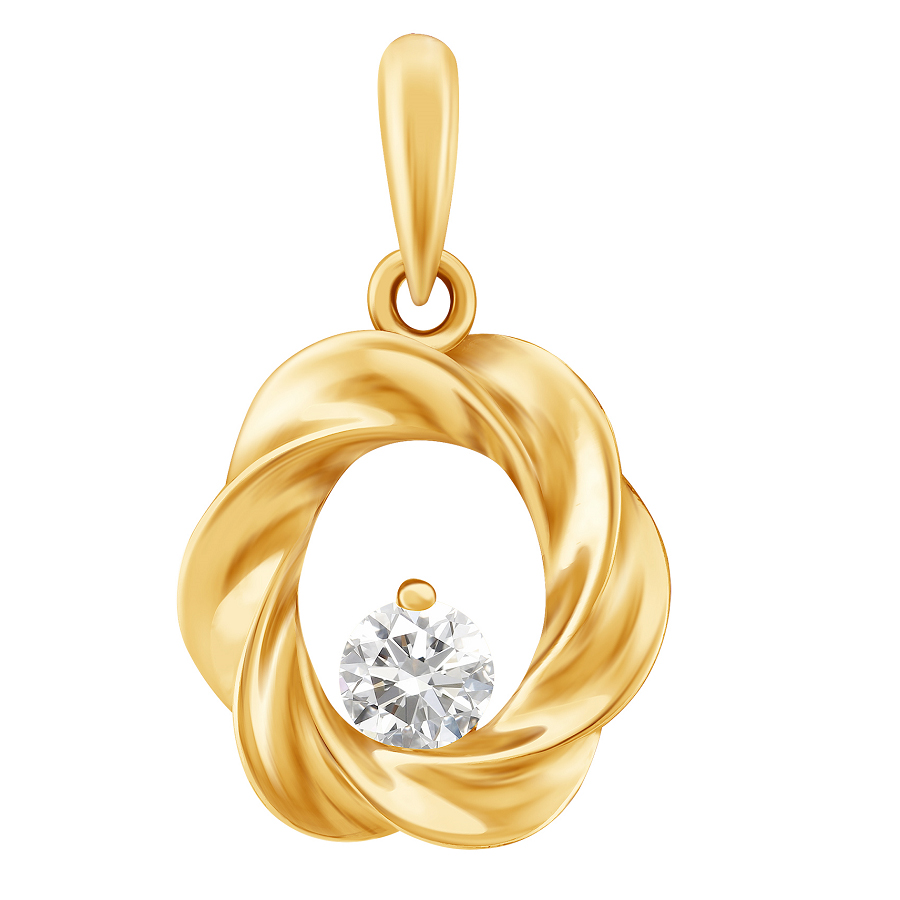 Фото Золотая подвеска Венская со вставками: Фианит: (бесцветный, чистота - 0). 