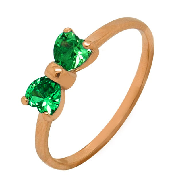 Фото золотое Золотое кольцо Бантик со вставками: Фианит: (голубой, чистота - 0). , Золотое кольцо Бантик со вставками: Фианит: (бесцветный, чистота - 0). , Золотое кольцо Бантик со вставками: Нано-Изумруд: (чистота - 0). , Золотое кольцо Бантик со вставками: Нано-Изумруд: (зелёный, чистота - 0). 