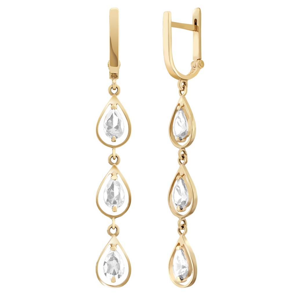 фото и цена Золотые серьги Водопад-3  со вставками: Нано-Сапфир, Золотые серьги Водопад-3  со вставками: Нано-Изумруд: (чистота - 0). , Золотые серьги Водопад-3  со вставками: Фианит: (бесцветный, чистота - 0). 