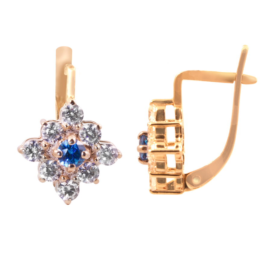 фото и цена Золотые серьги Джульетта со вставками: Нано-Сапфир: (чистота - 0). , Фианит: (бесцветный, чистота - 0). , Золотые серьги Джульетта со вставками: Нано-Сапфир: (синий, чистота - 0). , Фианит: (бесцветный, чистота - 0). 