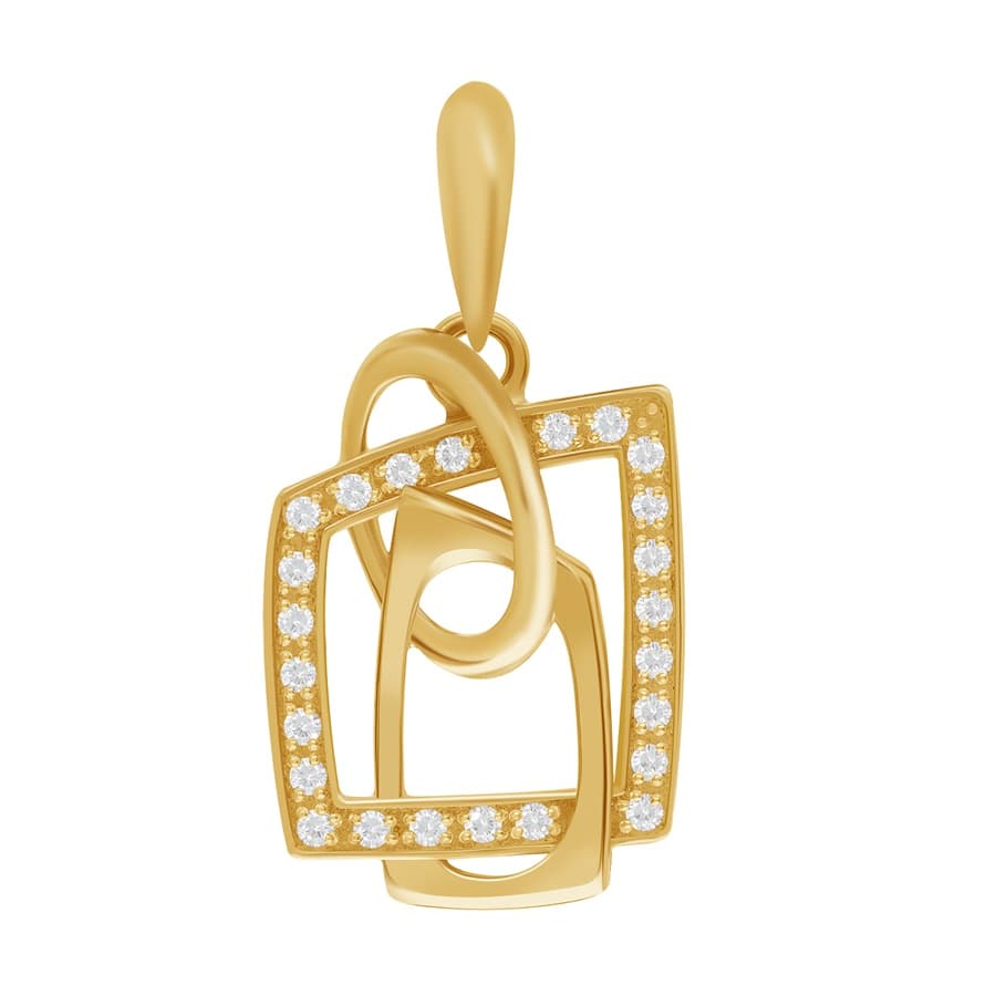 Фото Золотая подвеска Медея со вставками: Фианит: (бесцветный). , Золотая подвеска Медея со вставками: Фианит: (бесцветный, чистота - 0). 