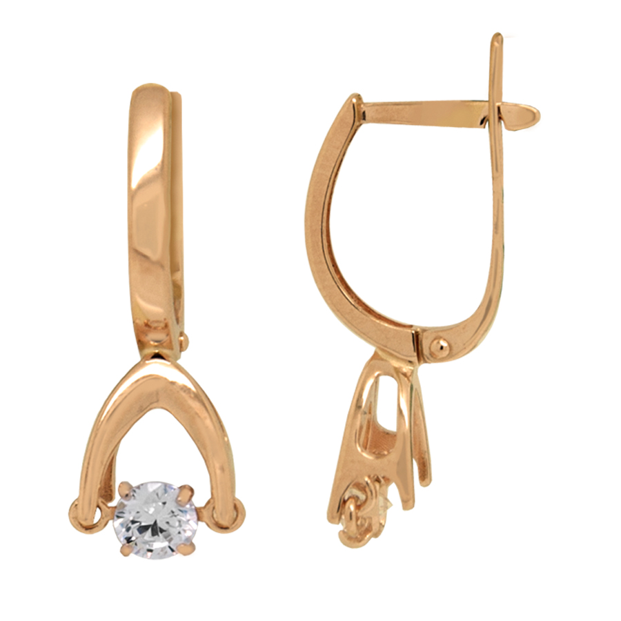 фото золотые серьги  с "танцующий бриллиант"