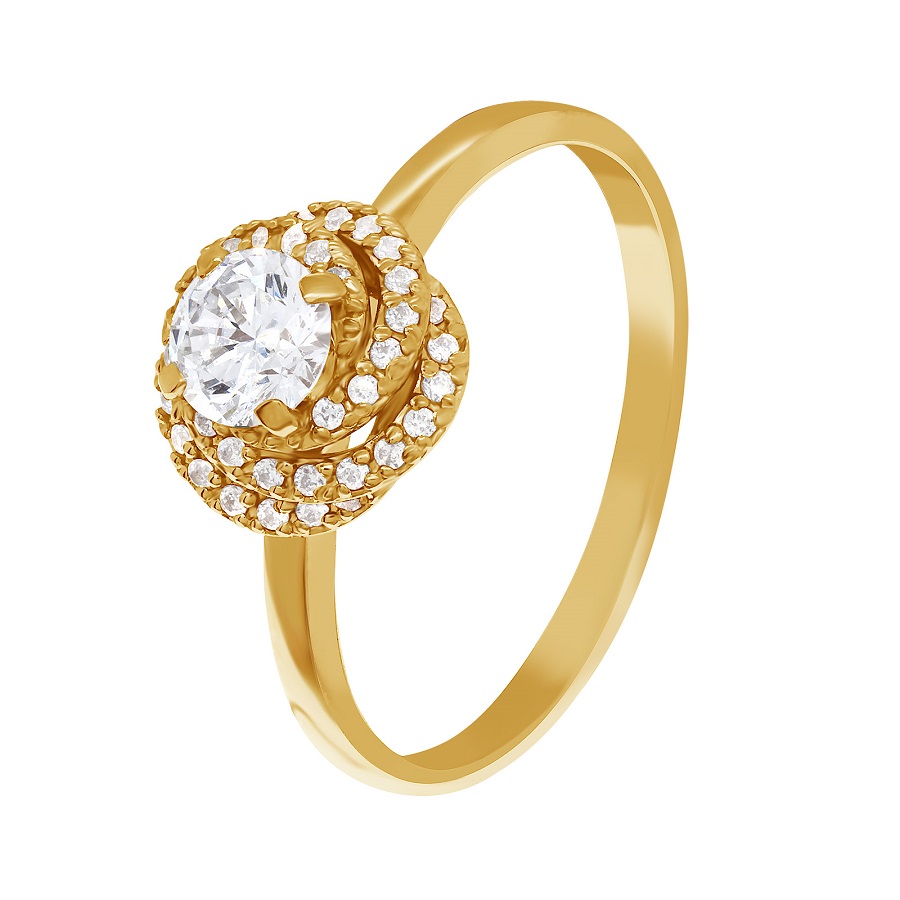 Фото Золотое кольцо Гламур со вставками: Фианит: (бесцветный, чистота - 0). 