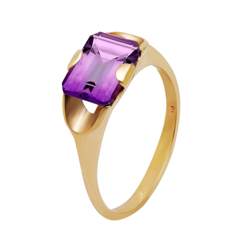 Фото Золотое кольцо Аида с аметистом. со вставками: Аметист: (чистота - 0). 