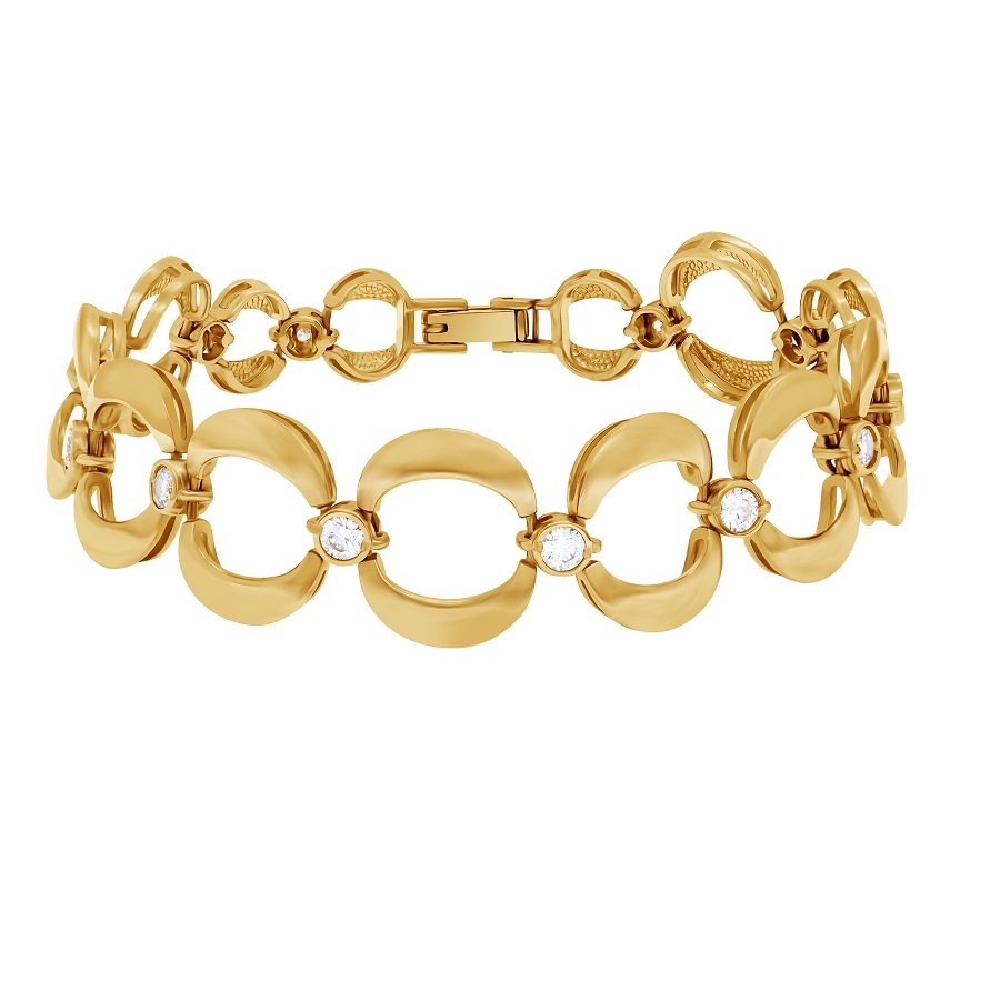 фото Браслеты на руку Золотой браслет Планета-3 со вставками: Фианит: (бесцветный, чистота - 0).  с камнями из золота 585 пробы