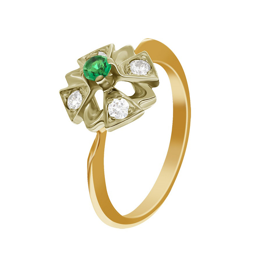 Фото Золотое кольцо с бриллиантами и изумрудом Жоржетта  со вставками: Бр: (Огранка - Круглая, 0,182ct, бесцветный, чистота - 2/5, 57 грань(ей), размер камня - 25-20). , Изумруд нат.: (Огранка - Круглая, чистота - 3/3, размер камня - 3,0). , Золотое кольцо с бриллиантами и изумрудом Жоржетта , Золотое кольцо с бриллиантами и изумрудом Жоржетта  со вставками: Бриллиант: (Огранка - Круглая, 0,182ct, бесцветный, чистота - 3/5). , Изумруд нат.: (Огранка - Круглая, чистота - 3/3, размер камня - 3.0). , Золотое кольцо с бриллиантами и изумрудом Жоржетта  со вставками: Бриллиант: (Огранка - Круглая, 0,18ct, красный, чистота - 5, 57 грань(ей)). , Изумруд нат.: (Огранка - Круглая, 0,1ct, зелёный, чистота - 3, 57 грань(ей)). , Золотое кольцо с бриллиантами и изумрудом Жоржетта  со вставками: Бриллиант: (Огранка - Круглая, 0,18ct, Качество 3/5А, бесцветный, 57 грань(ей)). , Изумруд нат.: (Огранка - Круглая, 0,1ct, Качество 2/3, зелёный). 