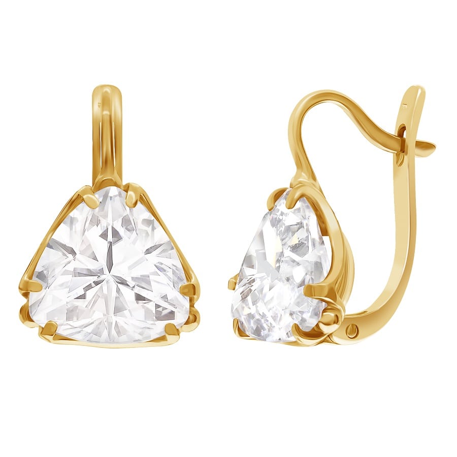 фото и цена Золотые серьги Атлантида со вставками: Фианит: (бесцветный, чистота - 0). 