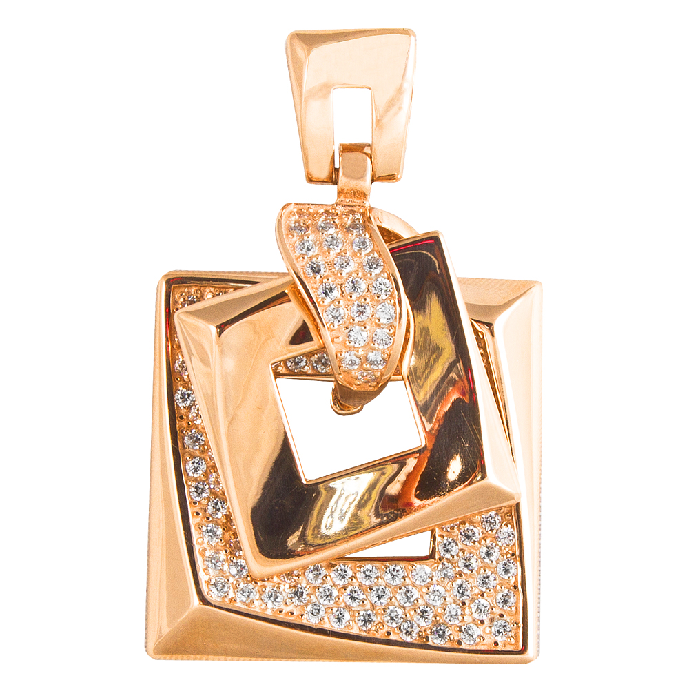 Фото Золотая подвеска Делюкс большой со вставками: Фианит: (бесцветный, чистота - 0). , Золотая подвеска Делюкс (большой) со вставками: Фианит: (бесцветный). , Золотая подвеска Делюкс (большой) со вставками: Фианит: (бесцветный, чистота - 0). 