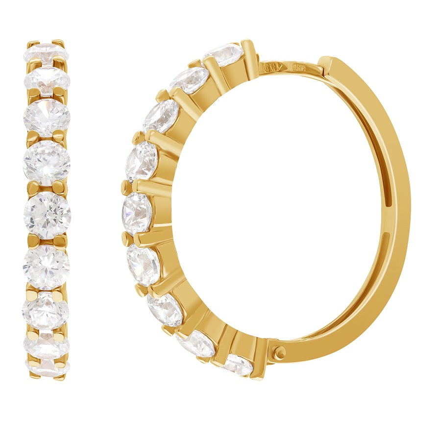 фото и цена Золотые серьги Зарница со вставками: Фианит: (бесцветный, чистота - 0). 