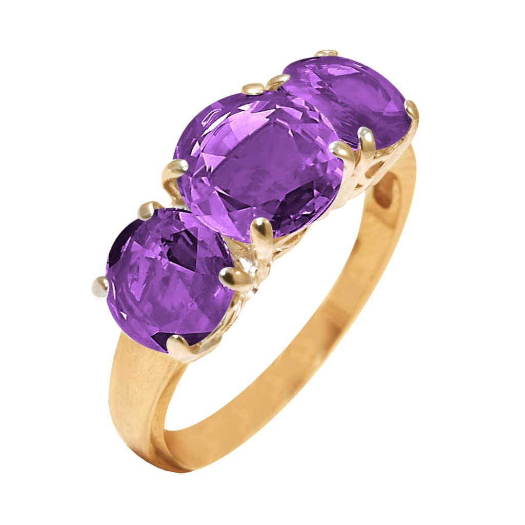 Фото Золотое кольцо Юнона с аметистом. со вставками: Аметист: (Огранка - Круглая, чистота - 0). 