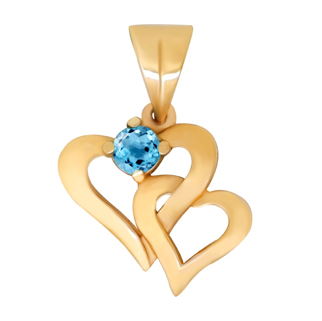 Фото Золотая подвеска Миледи малая топазом со вставками: Топаз: (Огранка - Круглая, 0,12ct, чистота - 0, размер камня - 3,0). 