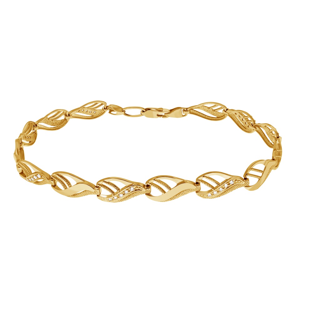 фото Золотой браслет Урал с фианитами со вставками: Фианит: (бесцветный, чистота - 0). 