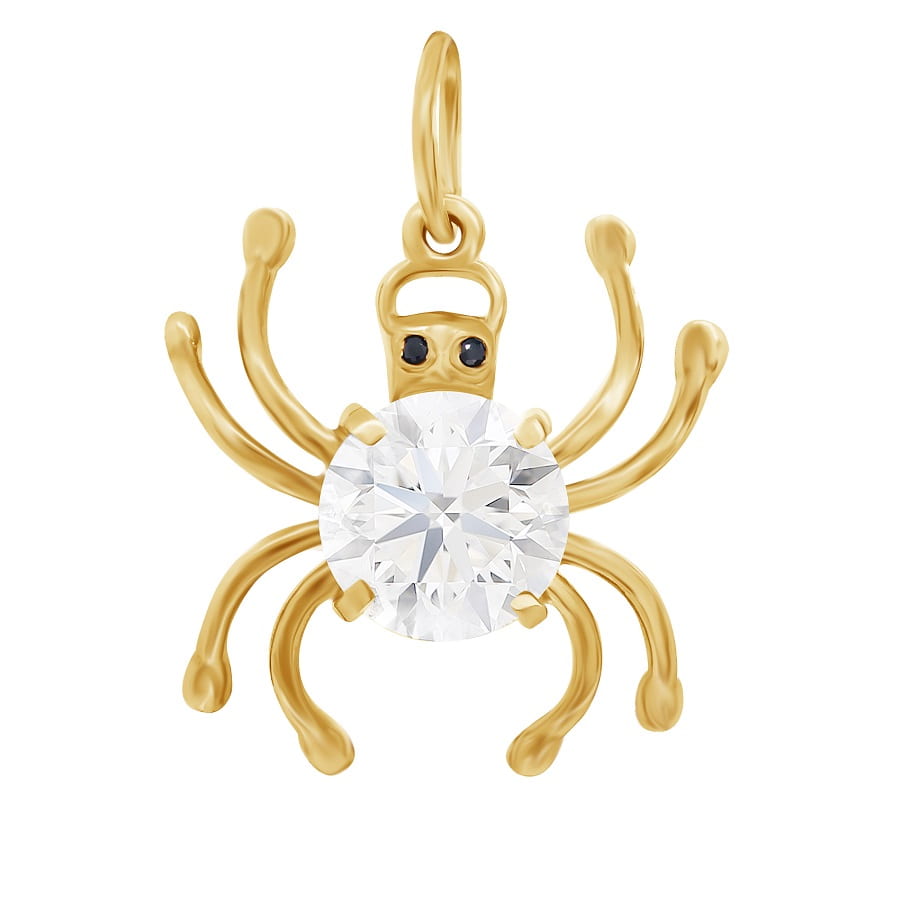Фото Золотая подвеска Паук со вставками: Фианит: (бесцветный, чистота - 0). , Золотая подвеска Паук со вставками: Фианит: (бесцветный, чистота - 0). , Фианит: (чёрный, чистота - 0). 