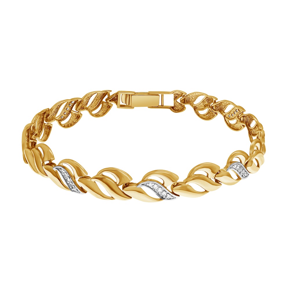 фото Браслеты на руку Золотой браслет Мечта с фианитами со вставками: Фианит: (бесцветный, чистота - 0).  с камнями из золота 585 пробы